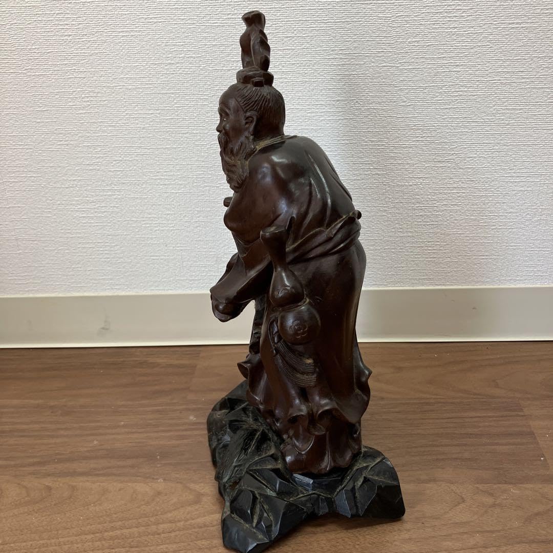 Amazon.co.jp: 木彫/仙人/立像置物 床置 中国 古玩 土地公 仙翁 葫芦