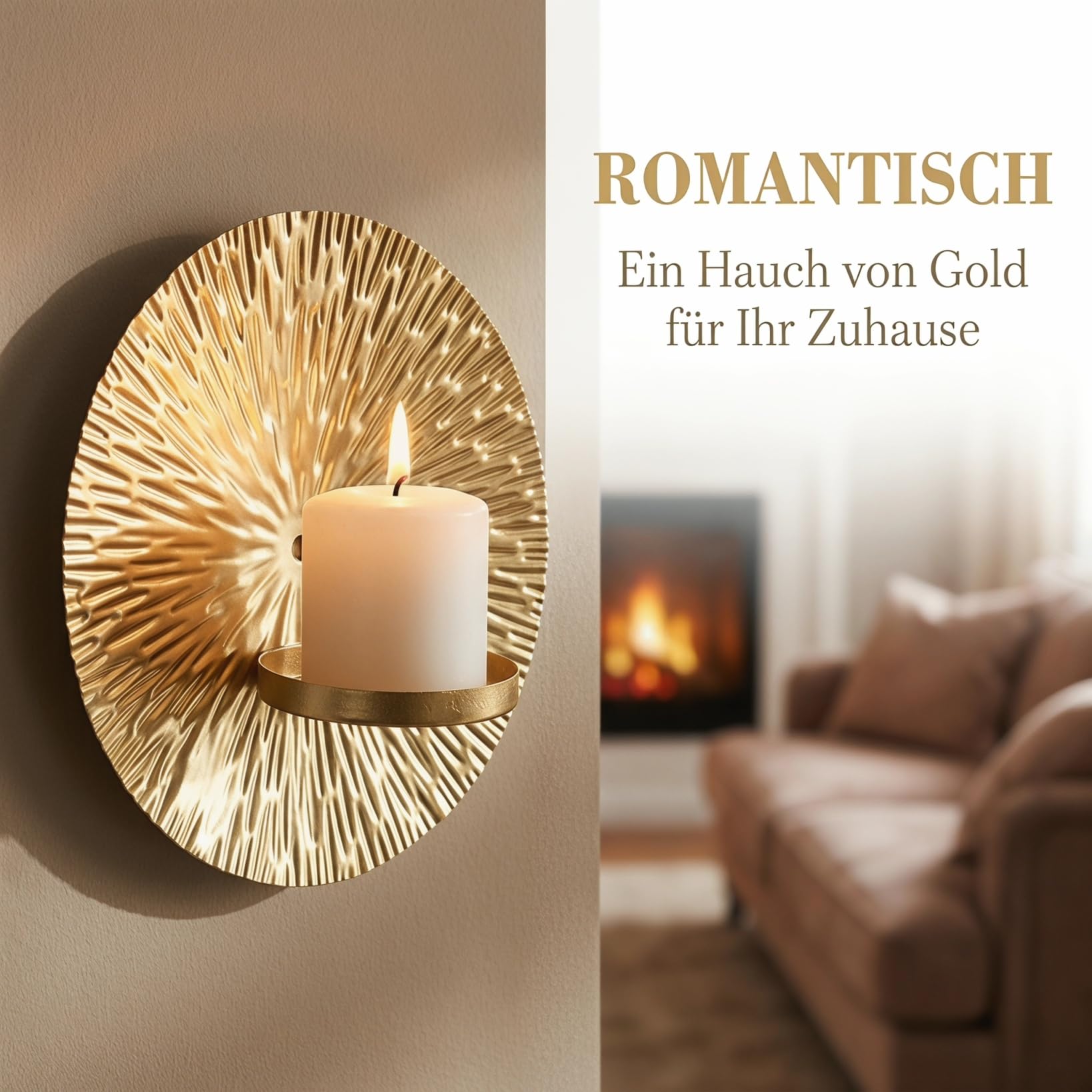 NUOBESTY Wandkerzenhalter Wandleuchter Kerzenständer Kerzenhalter Kerzenleuchter aus Metall, Wandteelichthalter Säulenhalter für Teelichter Stumpenkerze Wohnzimmer Schlafzimmer, Gold