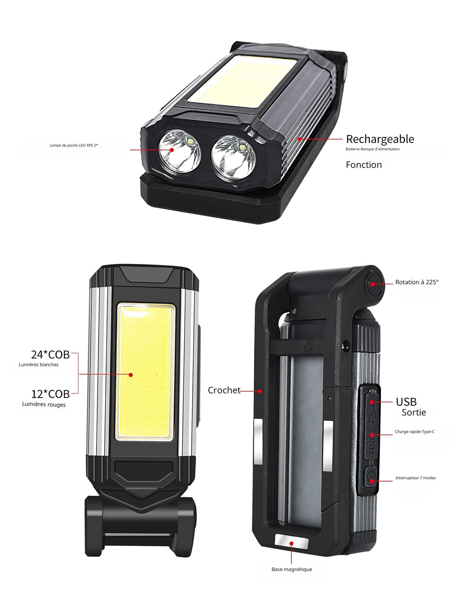 Offfre Lampe de travail pour réparation automobile éclairage d