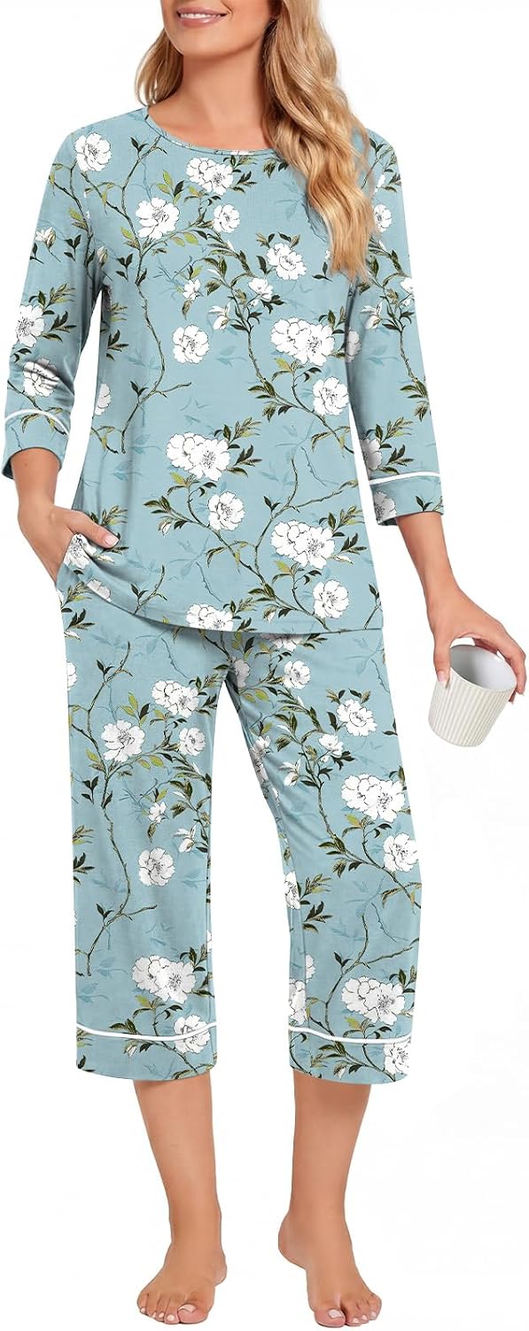 Aodemo Womens Pajama Sets 2 Piece Lounge Set Ladies Sleepwear Fall Pjs