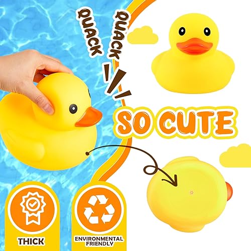 Miniatura 10 de Deekin 40 patos grandes de goma amarillos de 5 pulgadas, juguete de baño de pato grande de goma chirriante, pato flotante para decoración de fiesta