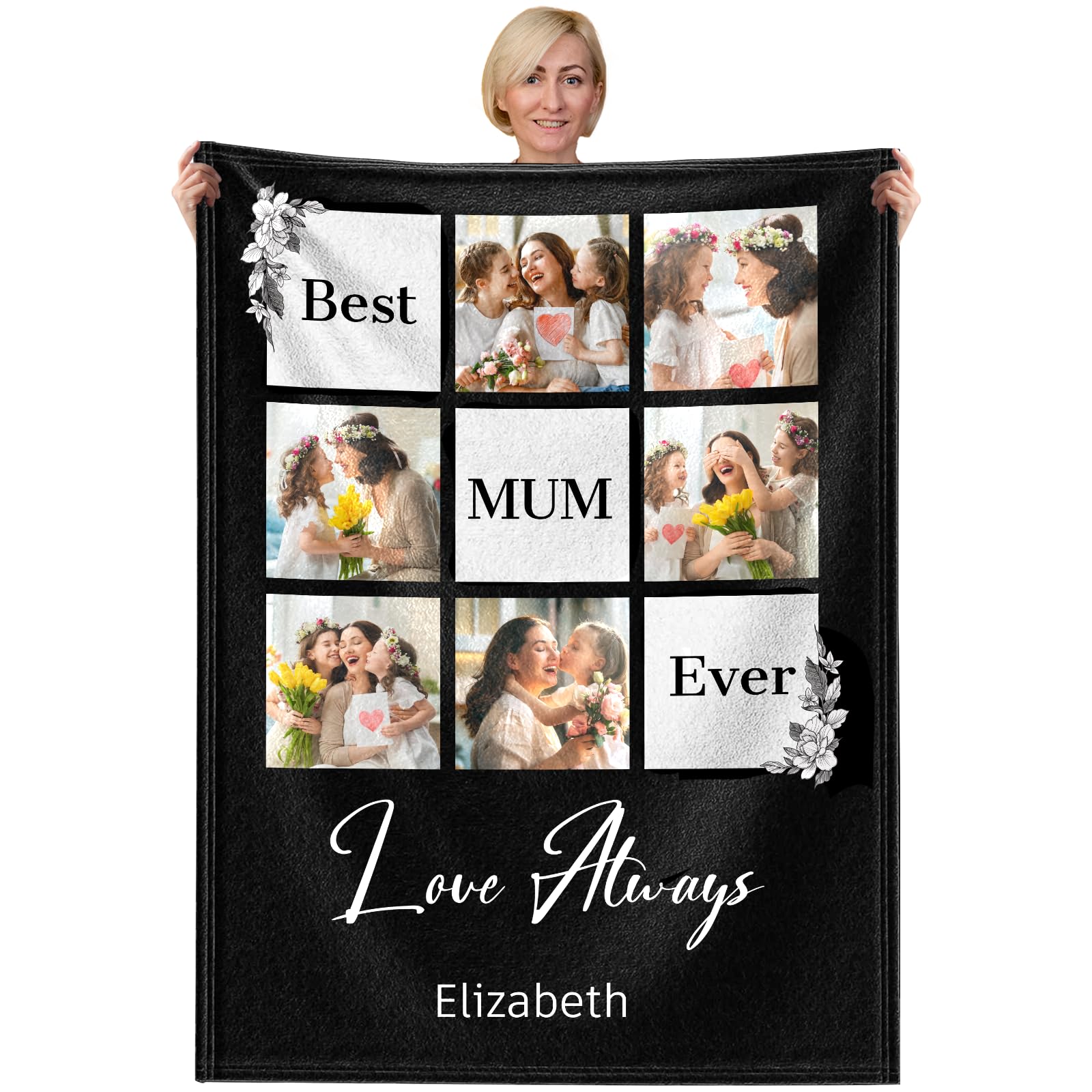 XIAYUEHUA Personalised Mum Blanket with Photo - Custom Picture Throw for Mum Customised gift for Mothers Day, Birthday from Daughter Son (60"x50") — image 1