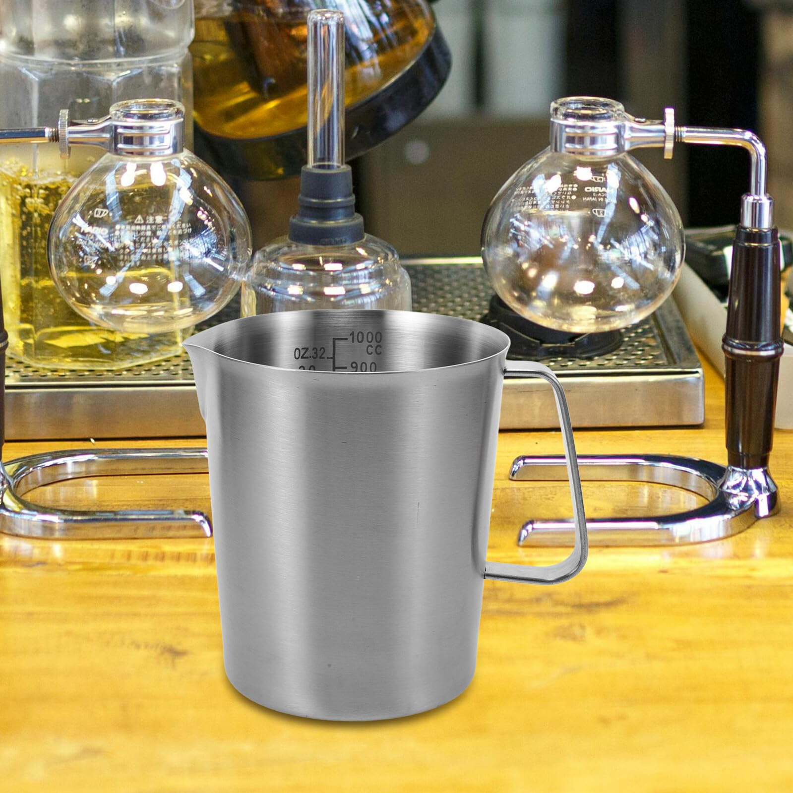 TOYANDONA Taza Medidora de Acero Inoxidable Escala Jarra de Leche para Espresso Taza para Leche Caliente Apta para Hornos para Cocina