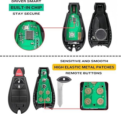 Miniatura 4 de Llavero remoto de entrada sin llave de repuesto para automóvil GQ4-53T 433Mhz 46 Chip 3 botones para Dodge RAM 1500 2500 3500 4000 4000 4500 4500