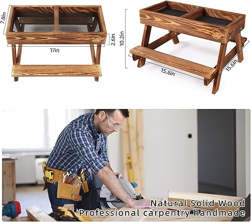 Miniatura 11 de Mesa de picnic de pollo, comedero de pollo sin desperdicios hecho a mano de madera, kit grande de comedero de pollo para bricolaje, comederos