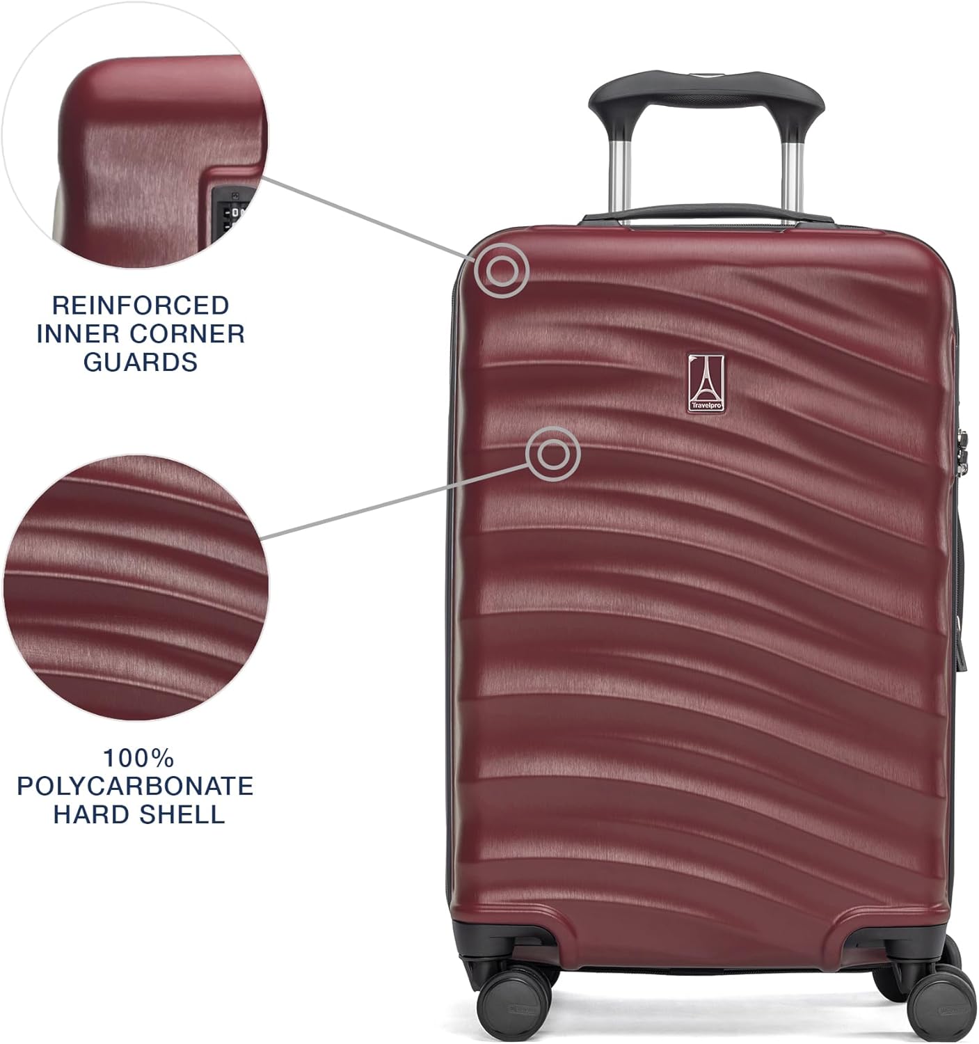 Travelpro Maxlite Air V2 Hardside Expandable Carry on Luggage, 8 Spinner Wheels, Lightweight Hard Shell Suitcase, TSA lock, Cabernet, Carry On 20-Inch