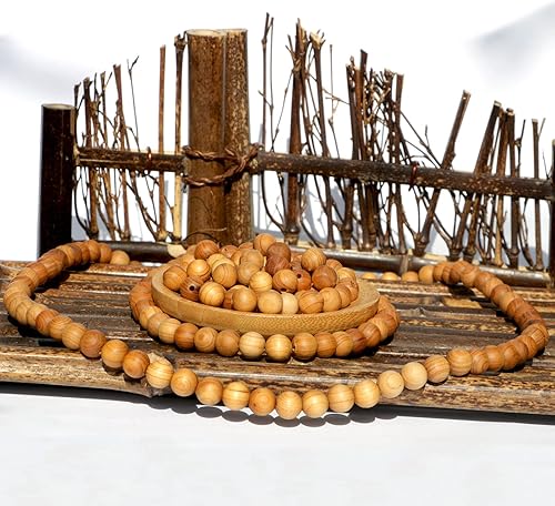 Miniatura 6 de 320 cuentas de madera natural de 0.315 pulgadas (0.315 in) para hacer cuentas de mala, pulsera, collar, joyería, bricolaje, tiene fragancia de pino