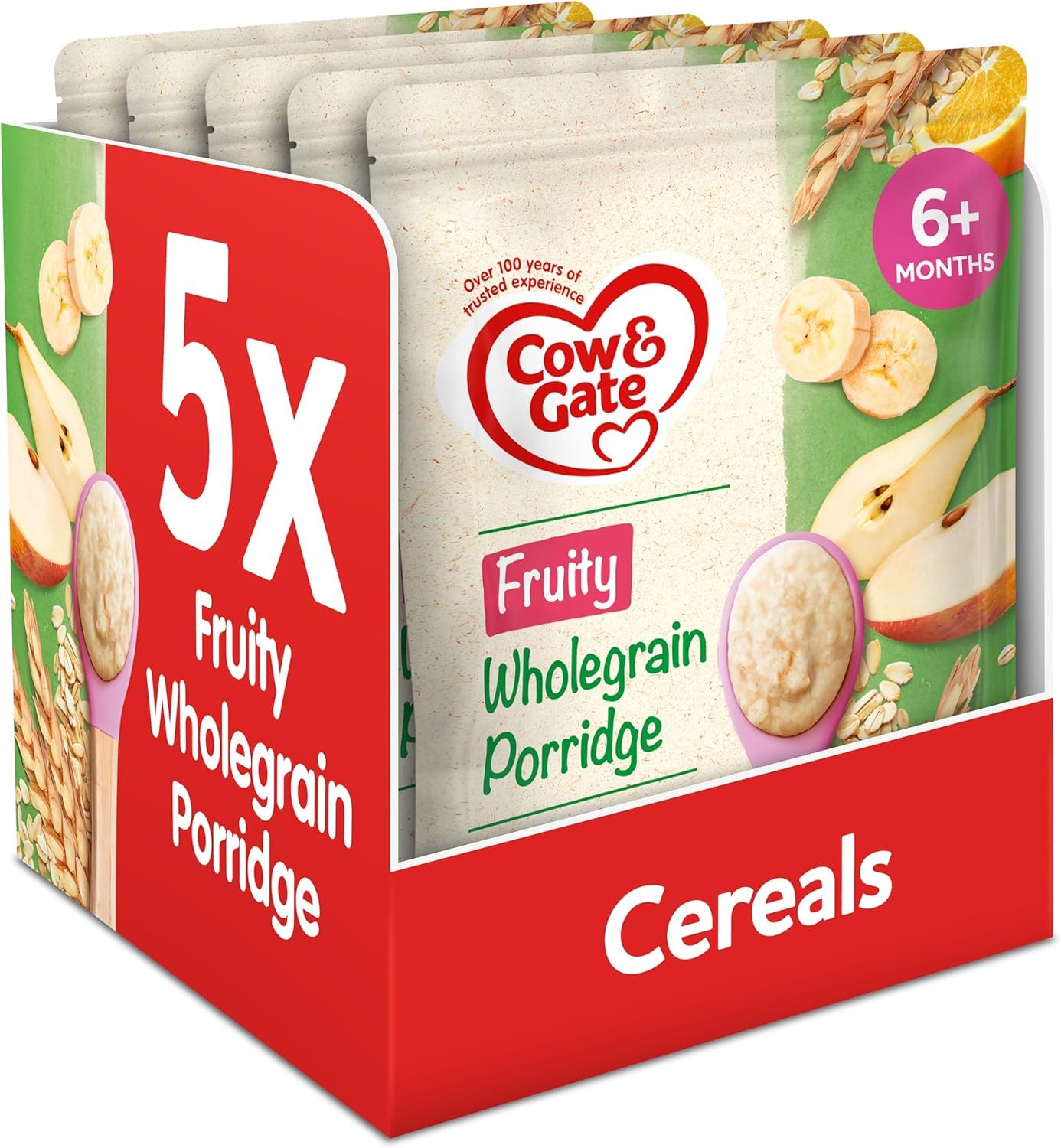 Fruity Wholegrain Porridge Baby Food Cereal, 6+ Months, 125g (Pack of 5)