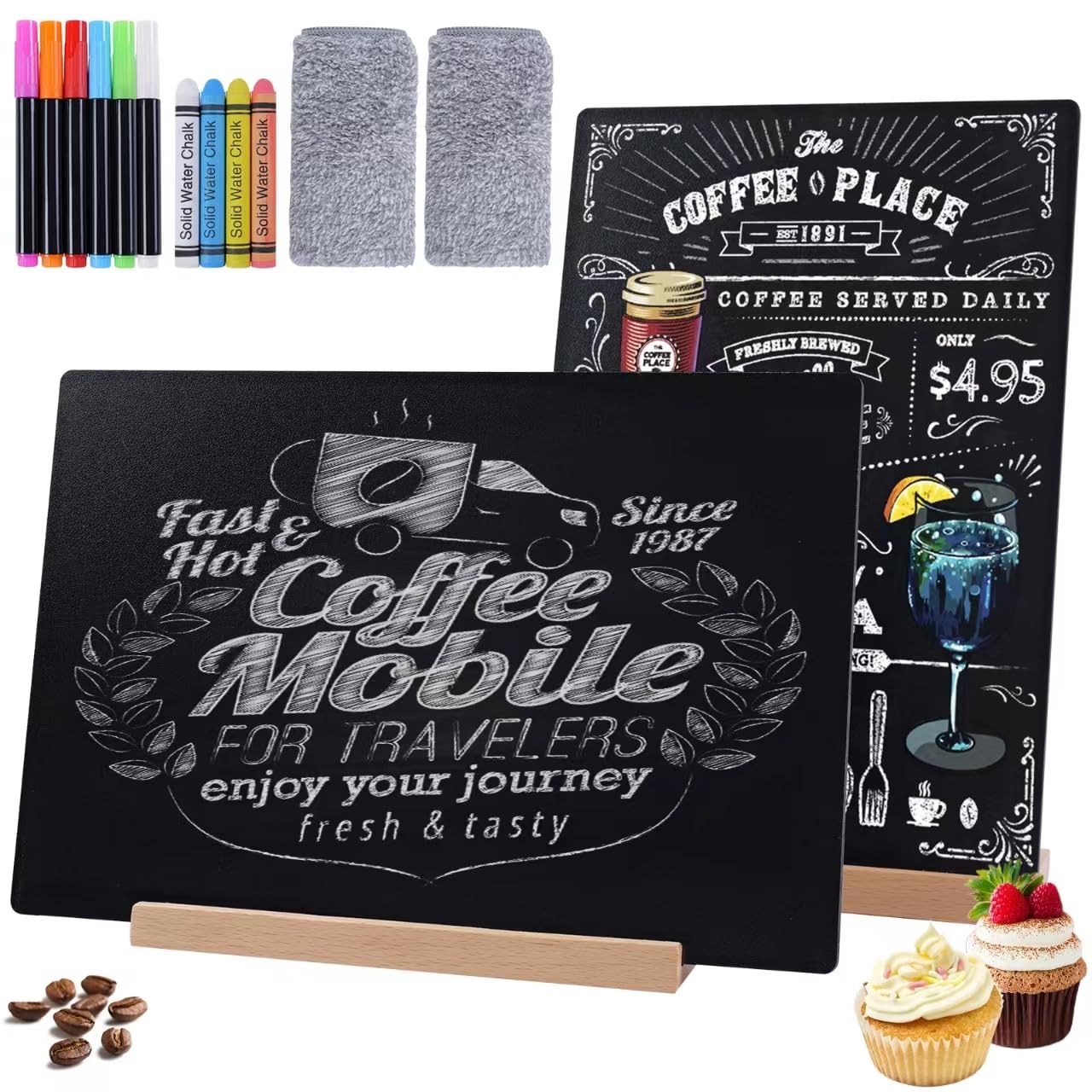 Chalkboard Sign Holder for Tabletop, Doublesided, Table Top Sign Holder