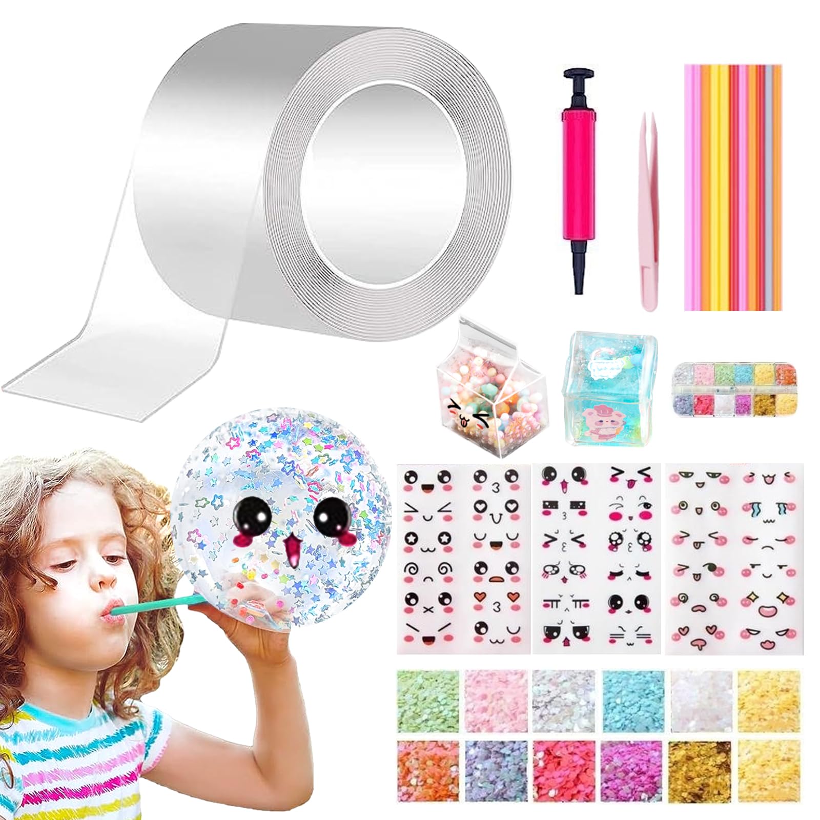 Stimuler Imagination Spatiale PLATEYTR 28 Pièces, Nano Tape Bubble Kit, Magic Bubble Nano Tape Pour Les Cadeaux D'anniversaire, Les Cadeaux De Fête, Etc Nano Tape Avec Poudre Paillettes