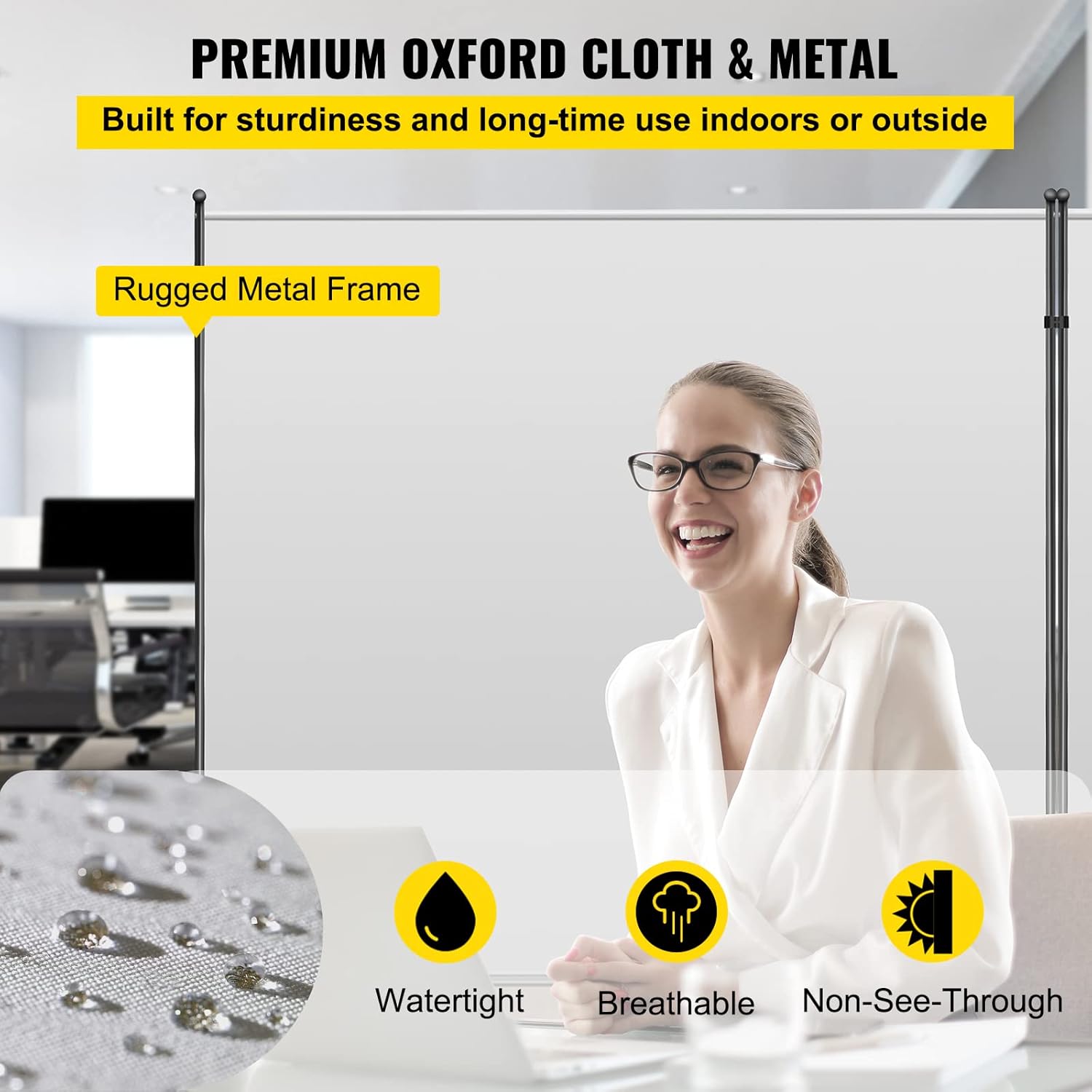 VEVOR Office Partition 142" W x 14" D x 72" H Room Divider Wall 2-Panel Office Divider Folding Portable Office Walls Dividers with Non-See-Through Fabric Room Partition Gray for Room Office Restaurant : Office Products