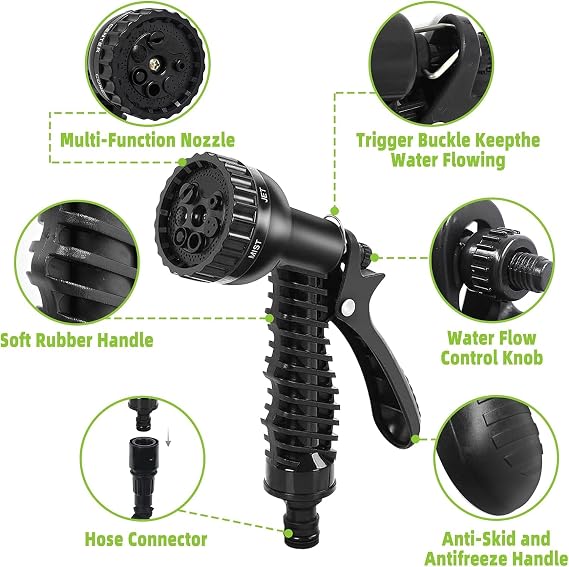 Expandable Garden Hose Pipe 30m 100ft, Hosepipes for Garden Flexible Garden Hose with 7 Function Spray Gun,Extendable Water Hose Retractable Magic Hose Pipe for Gardening Car Washing (BlackB)