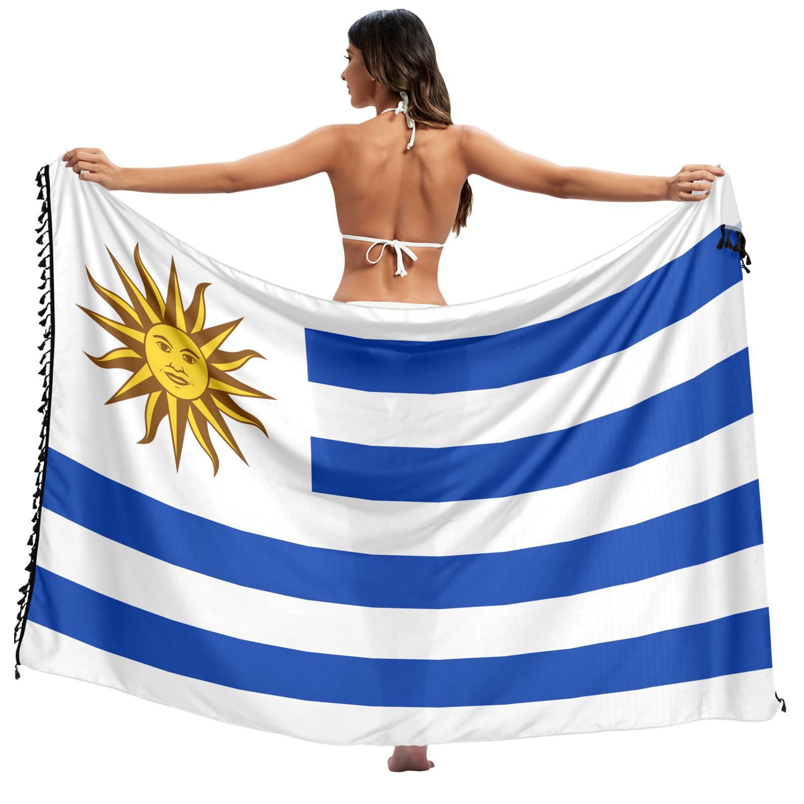 Cubierta de traje de baño de Uruguay con parte inferior de bikini ajustable para playa 8