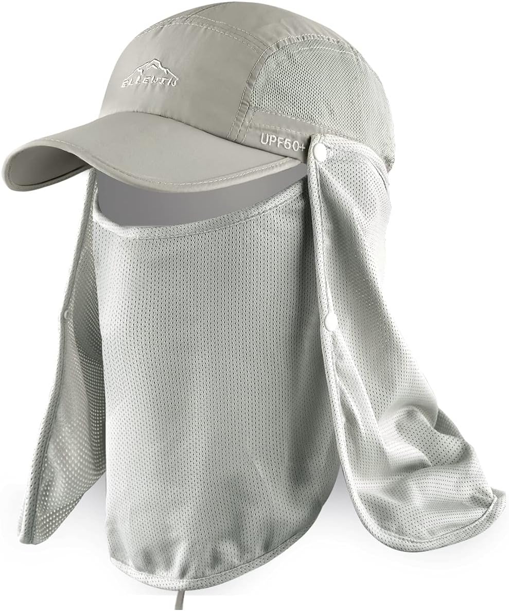 Outdoor Sun Hat for Men Women UPF 50+ Fishing UV Hat with Neck Flap Face Cover for Sun Protection
