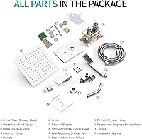 Vista 6 de SR SUN RISE Sistema de Ducha - Juego de Grifo de Ducha con Cabezal de Ducha de Lluvia de 8 Pulgadas y Ducha de Mano - Sistema de Ducha de Lluvia