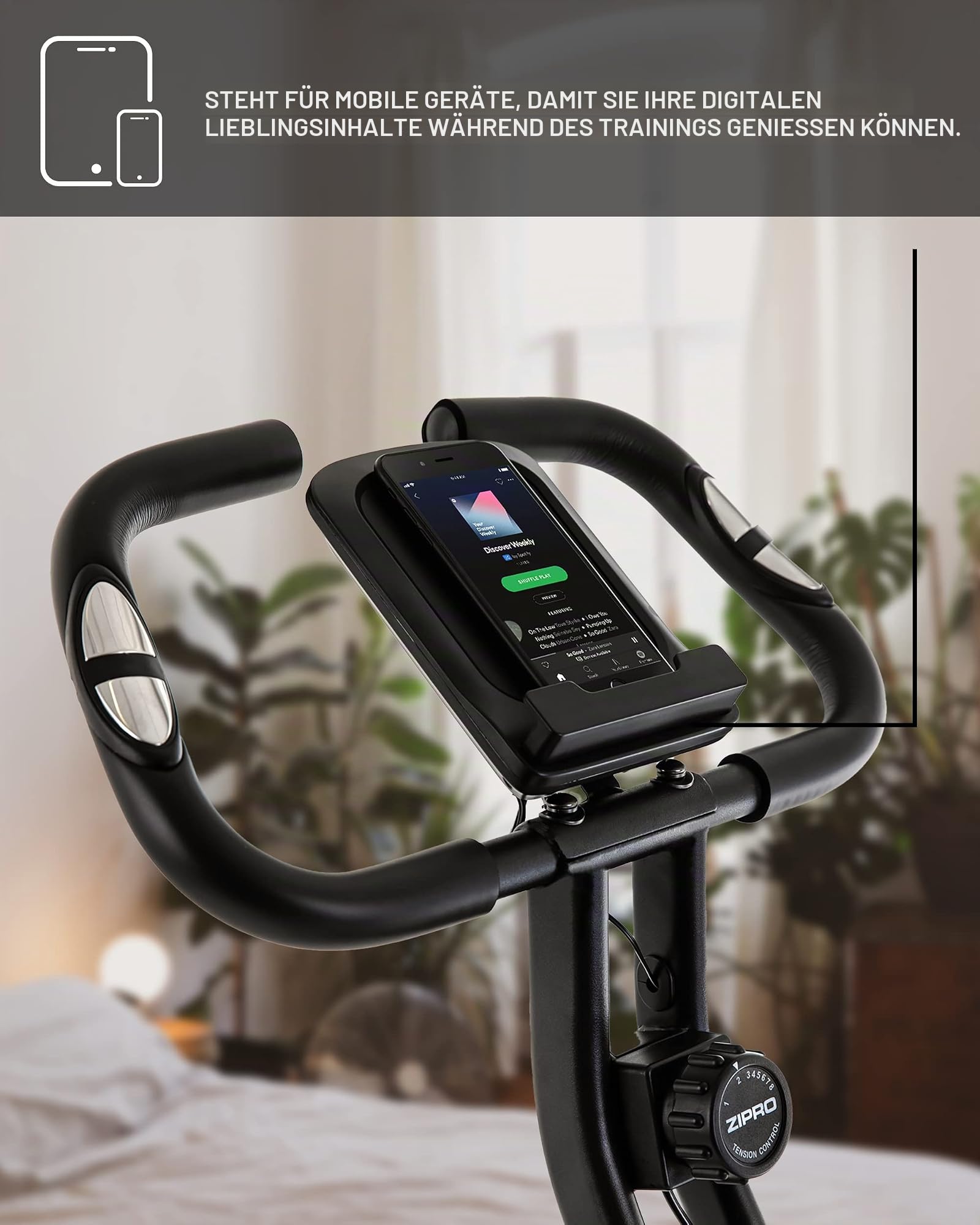 ZIPRO Ergometer Heimtrainer Fahrrad Klappbar mit 8 Magnetische Level, Pulsmessung, LCD-Monitor und Komfort-Sattel, Leise Hometrainer Fahrrad, Cardio Geräte für Zuhause, Fitnessbikes (Future X)