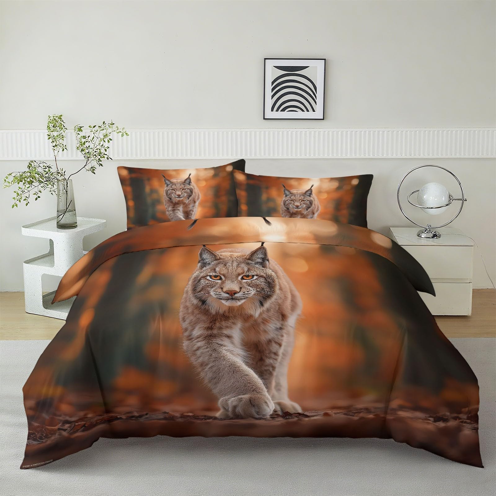Parure de lit 240x260 Lynx, housse de couette au fini réaliste