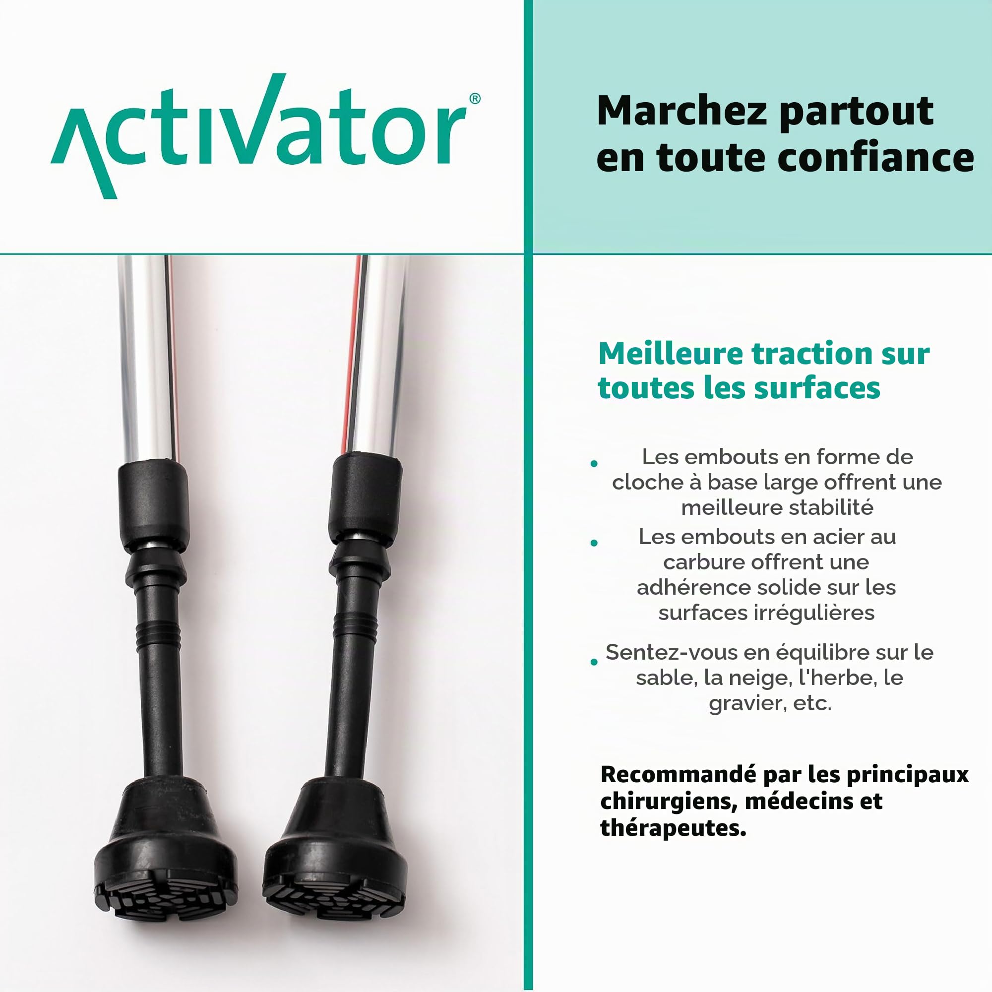 Bâtons de Marche ACTIVATOR pour Le renforcement du Tronc, la stabilité et Le déchargement