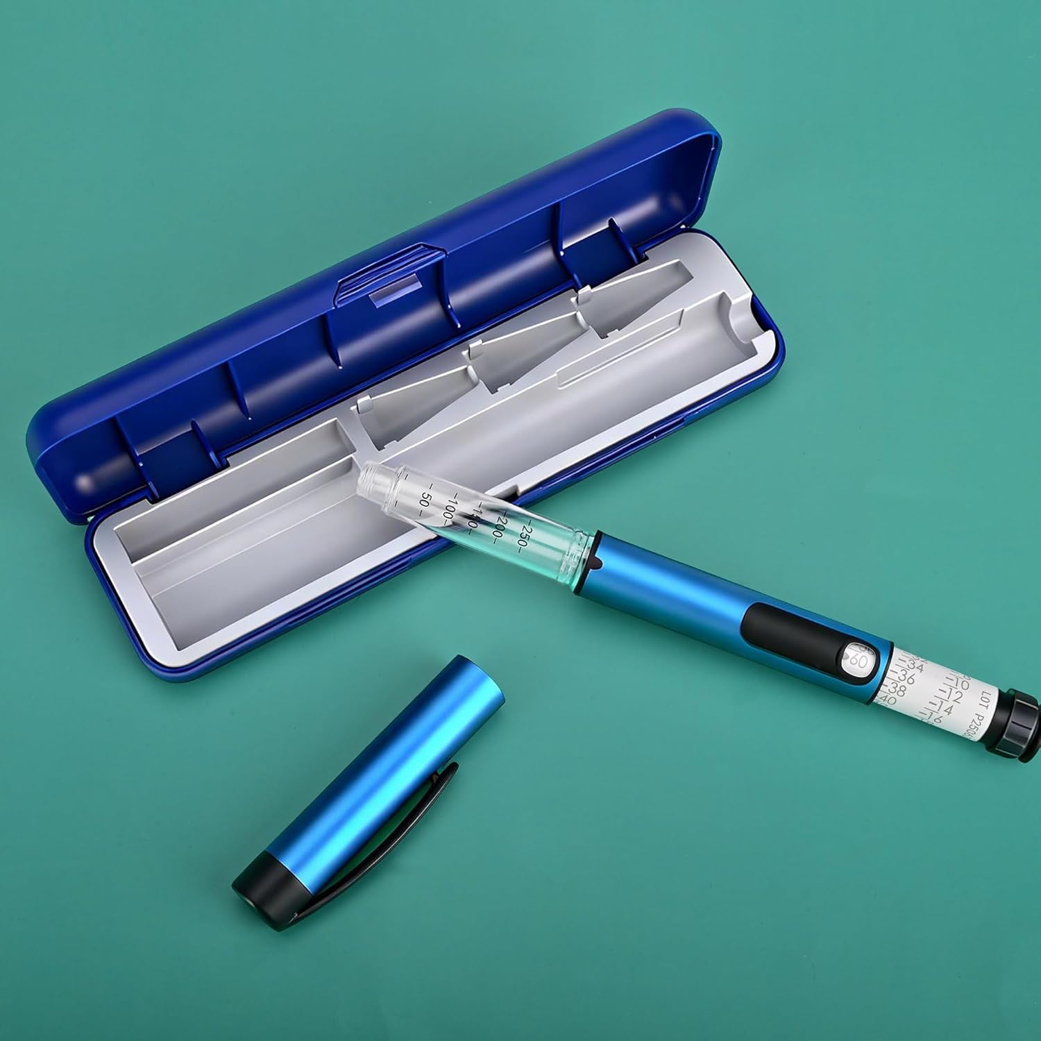 60 Unit Reusable Pen Injector Device with Adjustable Dose Dial Compatible,Clear Scale Design and Protect Case