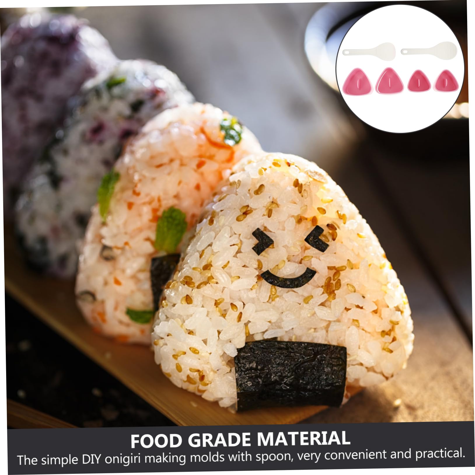Mikinona 2 Sets Triangle Rice Ball Mold kimbap press tool rice maker nigiri maker onigiri rice mould molds for chocolate DIY Sushi Making Tools sushi rolls Japanese-style Edible pp child