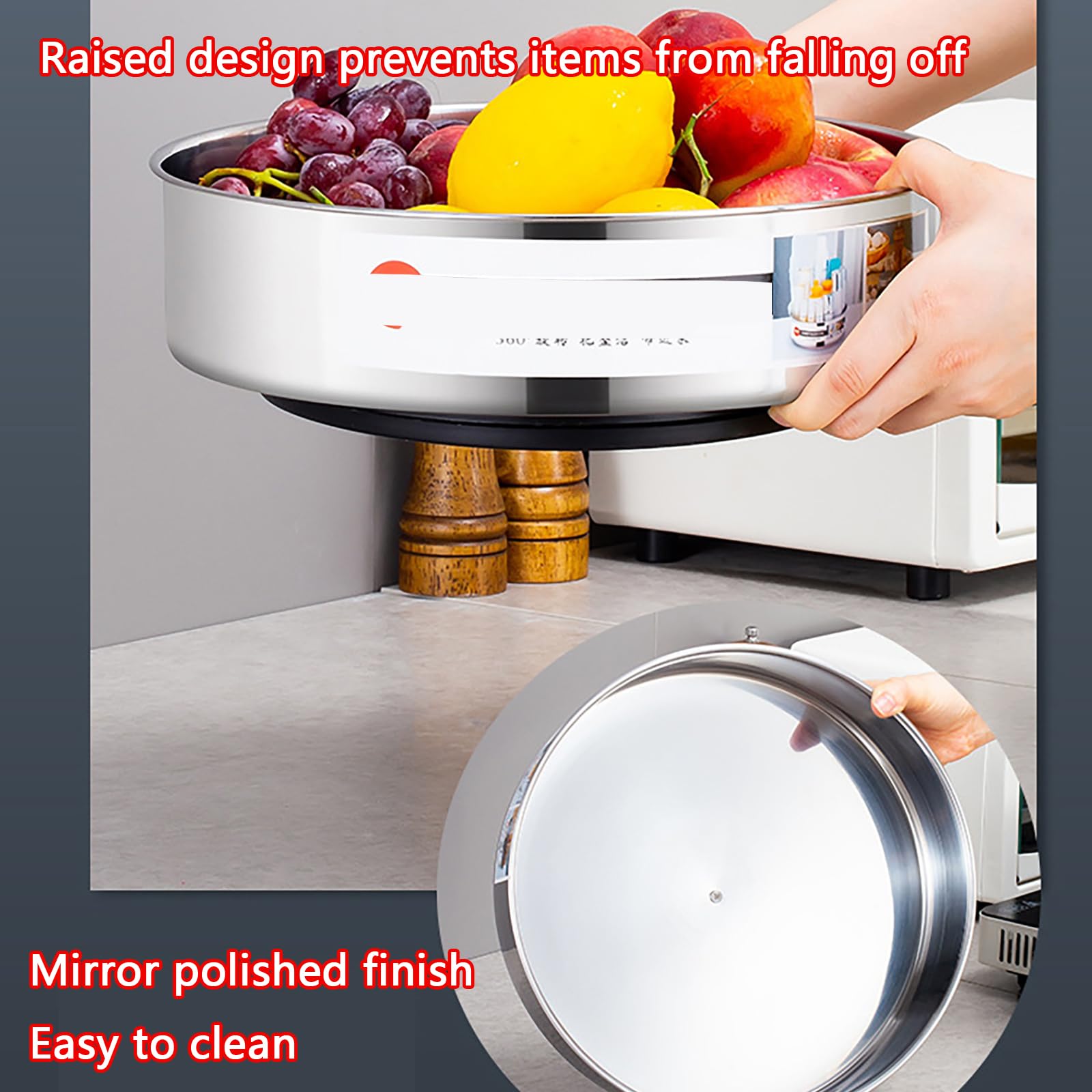 Organizzatore Girevole Lazy Susan, Porta Spezie Rotante A 360° Per Mobiletti Da Cucina, Frigorifero E Dispensa, Porta Condimenti Girevole In Acciaio Inossidabile,G