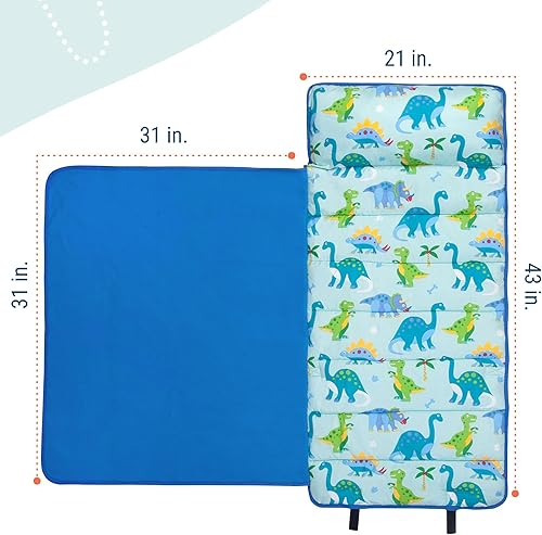 Miniatura 4 de Wildkin Tapete de microfibra para siesta de 43 pulgadas con almohada reutilizable para niños y niñas, ideal para guardería y preescolar, tapete de