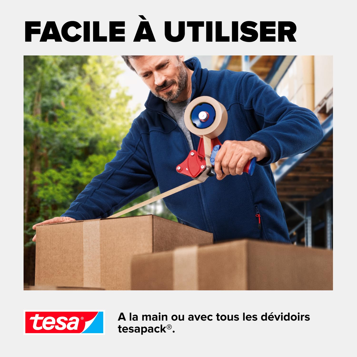 Tesa tesapack STANDARD PAPER Ruban d’emballage en papier Marron 3 rouleaux 50 m x 50 mm