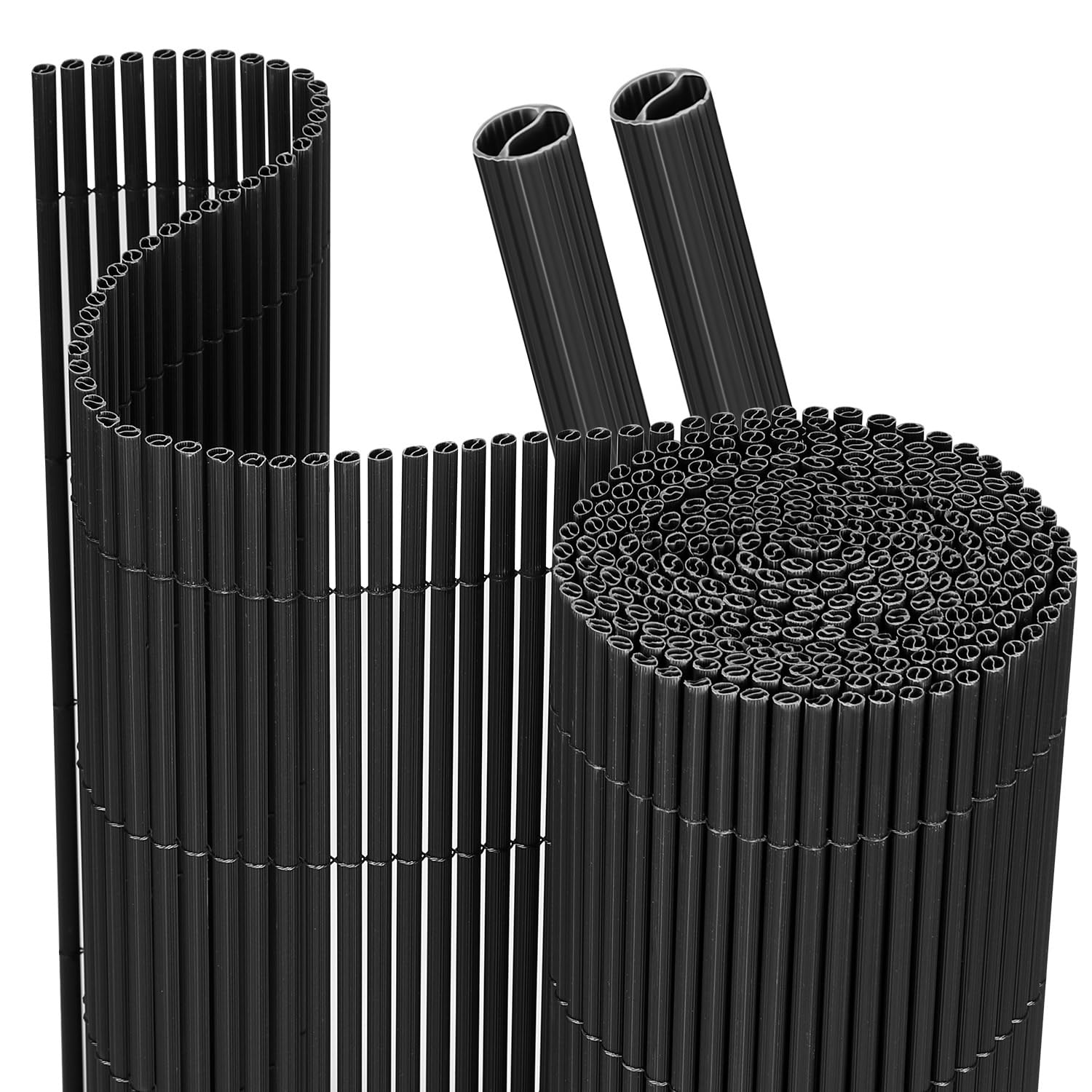 Brise-vue en PVC pour balcon, 80 x 400 cm, gris, tube rond avec bandes de renfort, brise-vue pour balcon, clôture de jardin, terrasse et balustrade