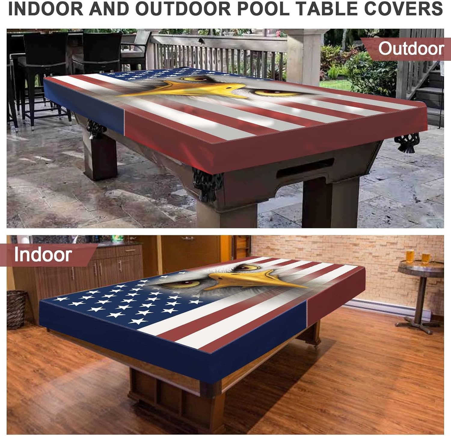 Pool Table Cover, Waterproof & Dustproof Outdoor/Indoor Pool Table Accessories，Billiards Accessories Polyester Taffeta Cloth Table（6.5ft）