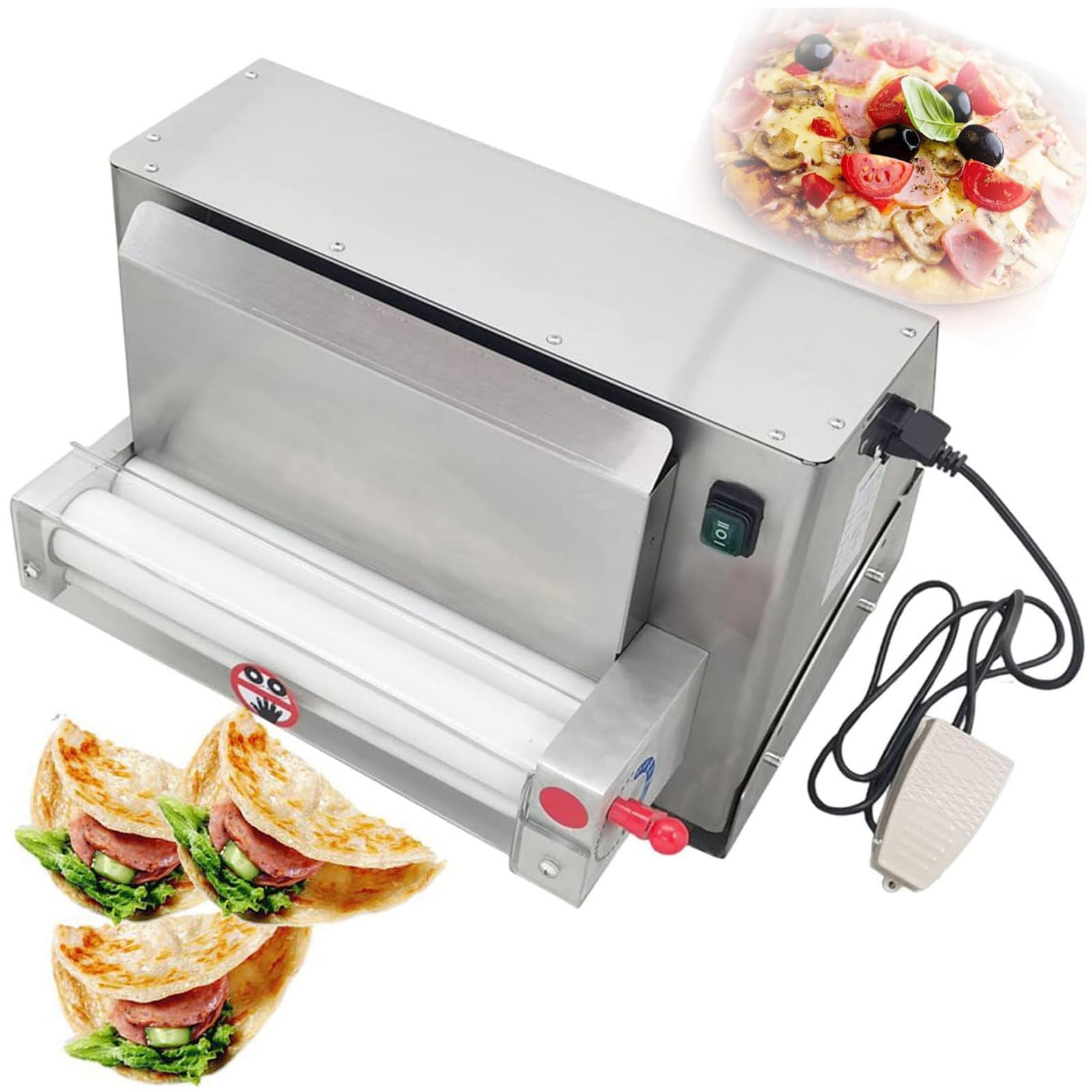 Laminadora De Masa De Pizza Eléctrica,Máquina para Amasar Masa De Pizza,Tamaño De Masa 30 Cm/40 Cm,Grosor 0.7-5,4 Mm,Motor De Cobre,Larga Vida útil,para Restaurante,40CM