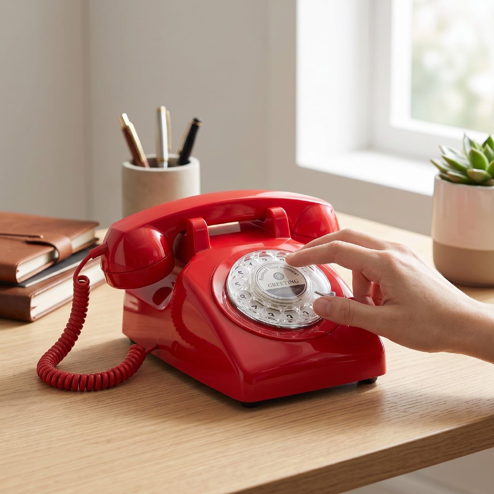 Tonysa Telefono Vintage con Registrazione Vocale Rotante, Libro degli Ospiti per Eventi di Nozze, Memoria da 8 GB, Registrazione per 120 Ore, Telefono per Messaggi retrò, Regalo Facile da Usare