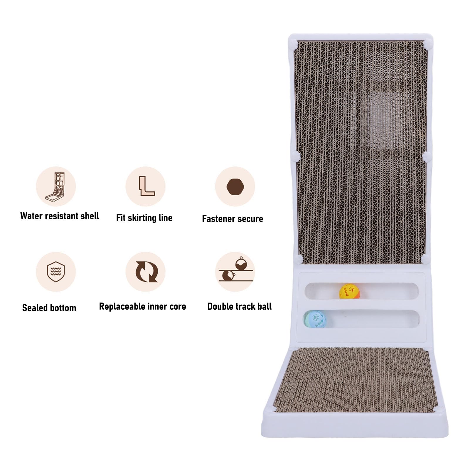 Rascador de gatos, práctico, extraíble, ligero, en forma de L, de cartón ondulado, soporte de pared, tabla vertical para gatos domésticos (blanco)