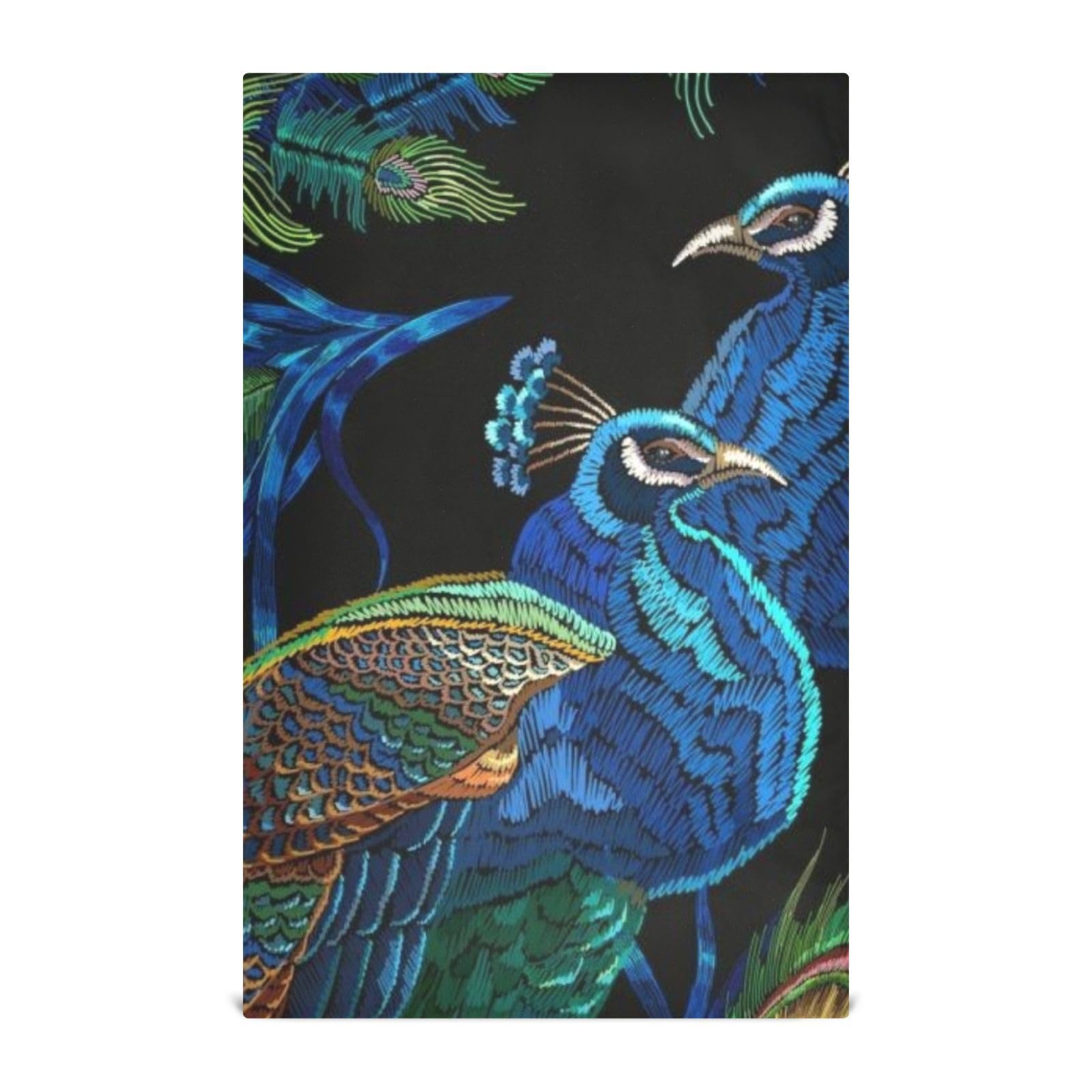 Amooorous Blue and Golden Peacock Cotton Tea Towels Kitchen Microfiber absorbant Towel Cotton Dish Towels Absorbent Hand Towels for Kitchen Weave Dishcloth Cute 28x18in Set of 4