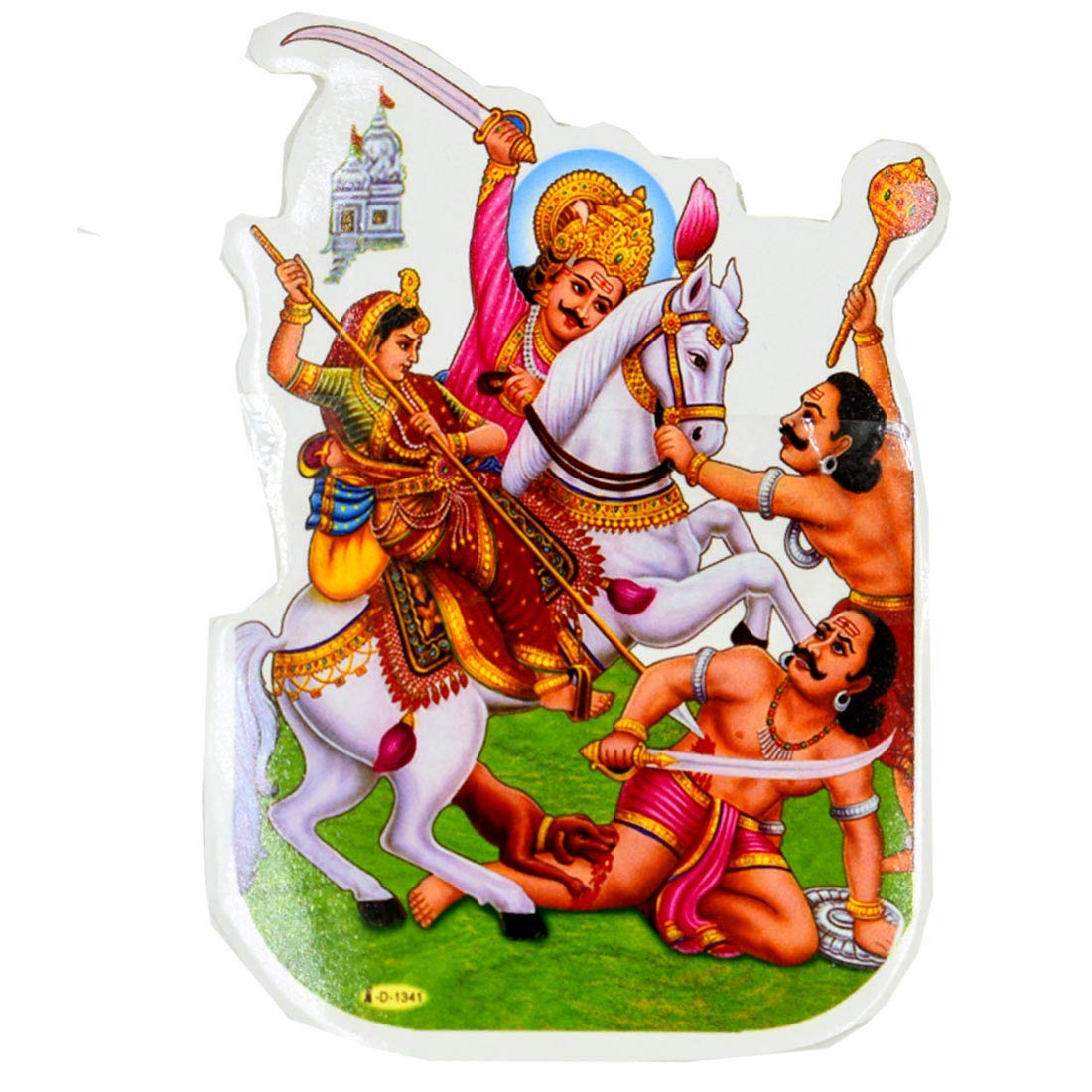 AFH Khandoba and Malsa Both Sided for Home, Office, Car (Sticker Paper; 12 x 09-cm)