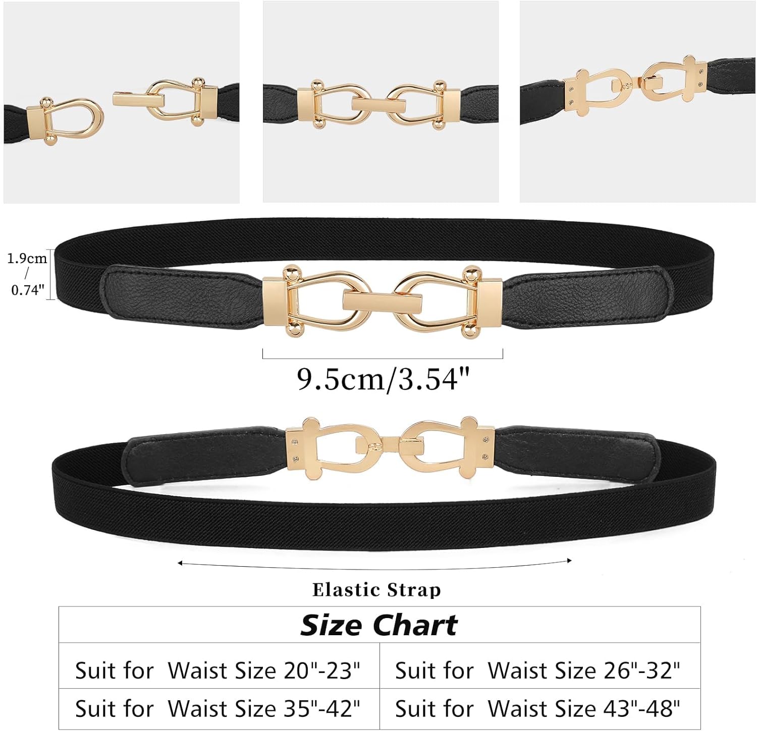 JASGOOD Women Skinny Elastic Stretch Belt for Dresses Retro Ladies Waist Vintage Thin Belt - Image 6