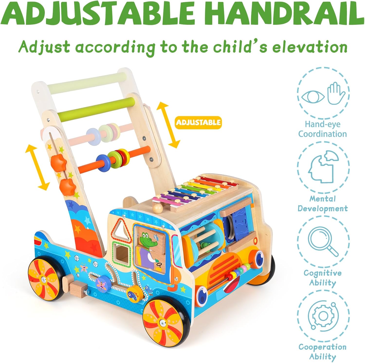 Wooden Baby Walker,Montessori Walker Toy with Shape Hungary Ubuy - Main Image