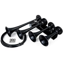 HornBlasters The Rage 4-Chime Air Horn 12V, 142 dB Universal Air Horn with Pre-Installed Valve Extremely Loud for Cars & Trucks