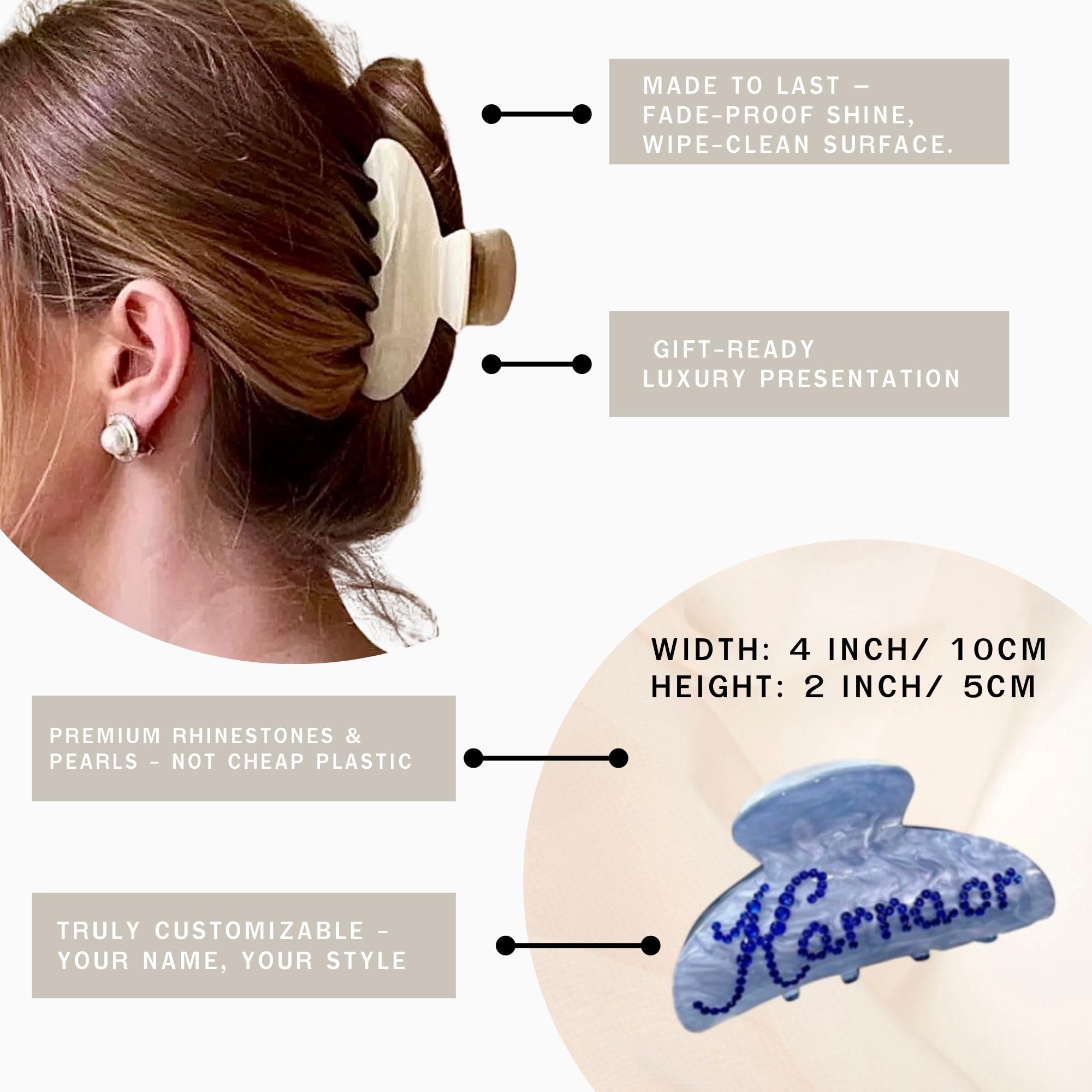 Clip per capelli con nome personalizzato - Clip per capelli con strass e perle personalizzate | Regalo per la proposta di damigella | Regalo di compleanno per BFF e fidanzata