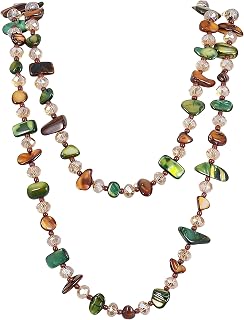 Bohemian Layered Beaded Necklace for Women Long Irregular Vintage Necklace