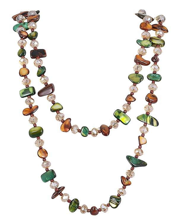Bohemian Layered Beaded Necklace for Women Long Irregular Vintage Necklace by beyonday - Used condition - US$11.89