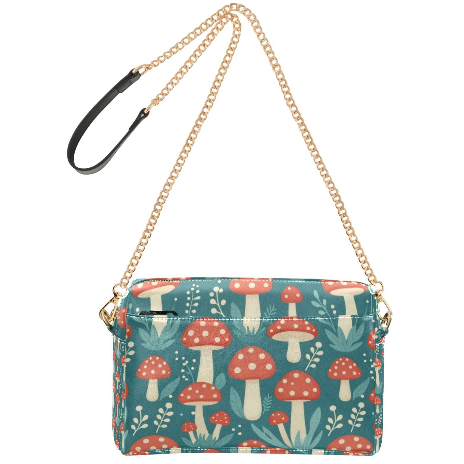 FRODOTGV Damska torba crossbody o pojemności 2,5 l | Trwałe etui na karty ze skóry PU i wewnętrzna kieszeń lekka plaża zajęcia na świeżym powietrzu grzyb cętkowany