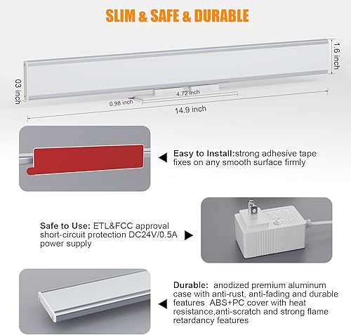 Miniatura 5 de MY BEAUTY LIGHT Barra de luz LED brillante regulable para espejo, 2600K-6800K Temperatura de color ajustable Accesorios de luz de tocador de baño,