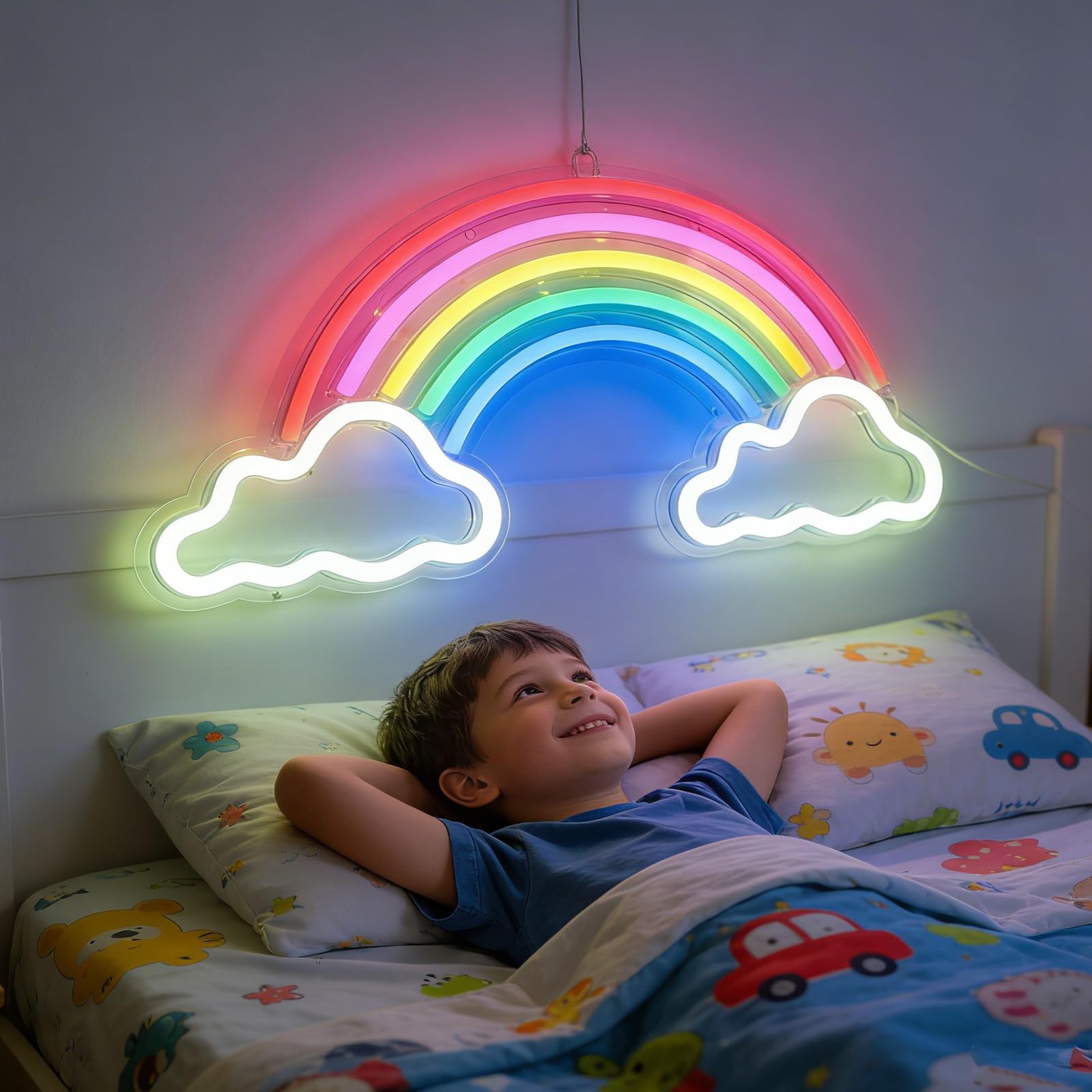 Regenbogen Lampe - Stromversorgungüber USB-Kabel Neon Schild Stimmungslicht Led Wanddeko, Neon Licht Leuchtreklame für Wandleuchte Kinderzimmer und Regenbogen Deko Kinderzimmer