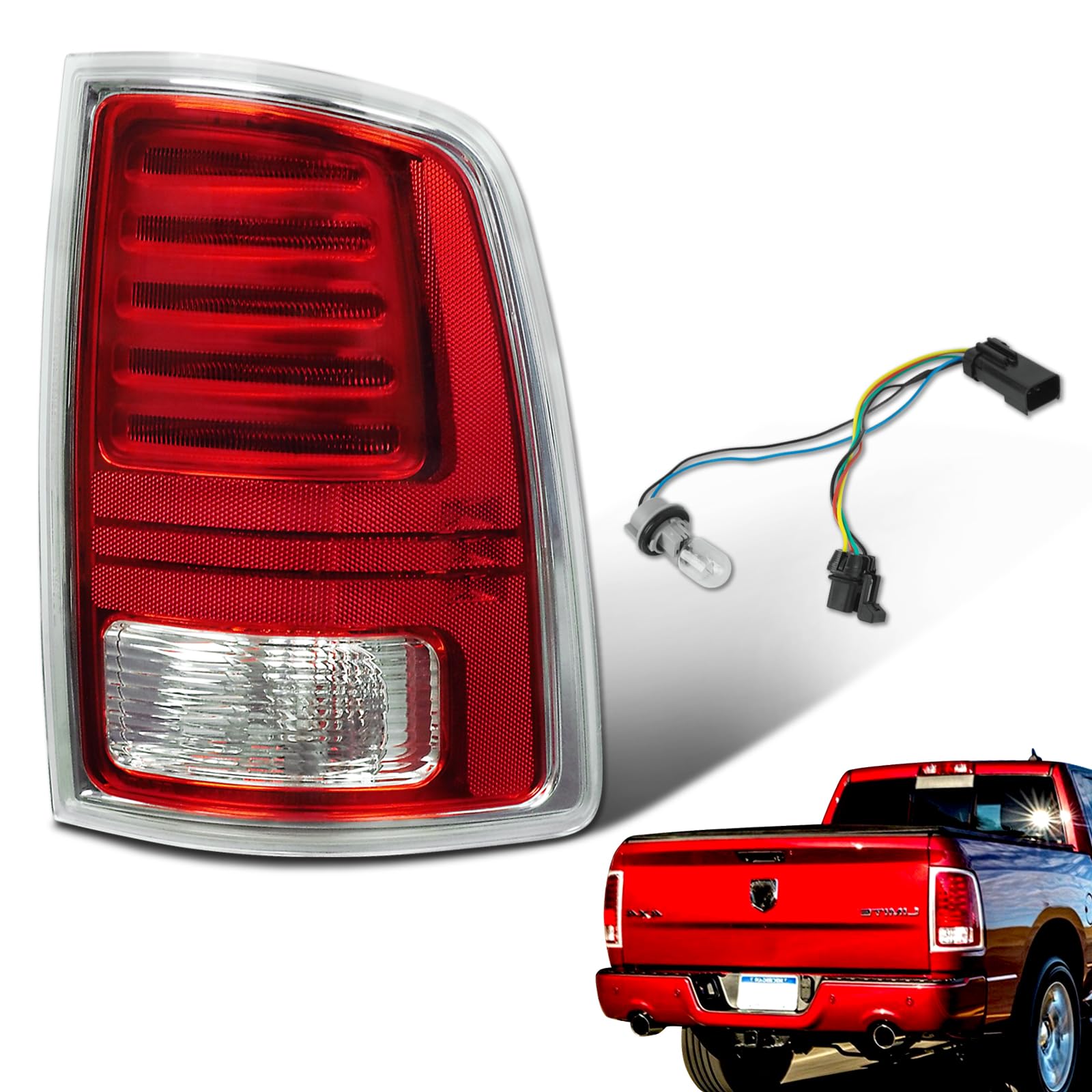 LED Tail Lights Compatible with 2013-2018 Dodge Ram 1500 2500 3500 Rear Lights Assemblies Right Passenger Side RH Replacement with LED Bulbs and Harness