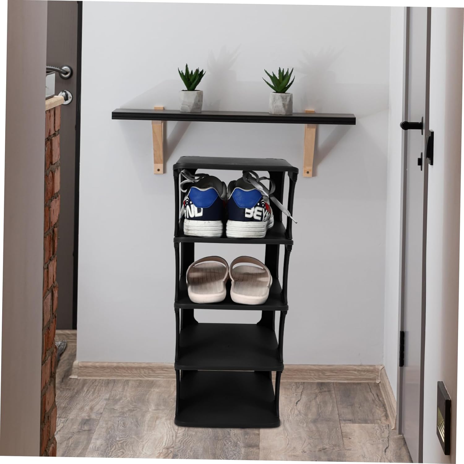Multi Function Plastic Shoe Holder Combination Shoe Slots Organizer for Entryway Walkway Simple Stackable with Sturdy Design for Home Storage and Space Saving