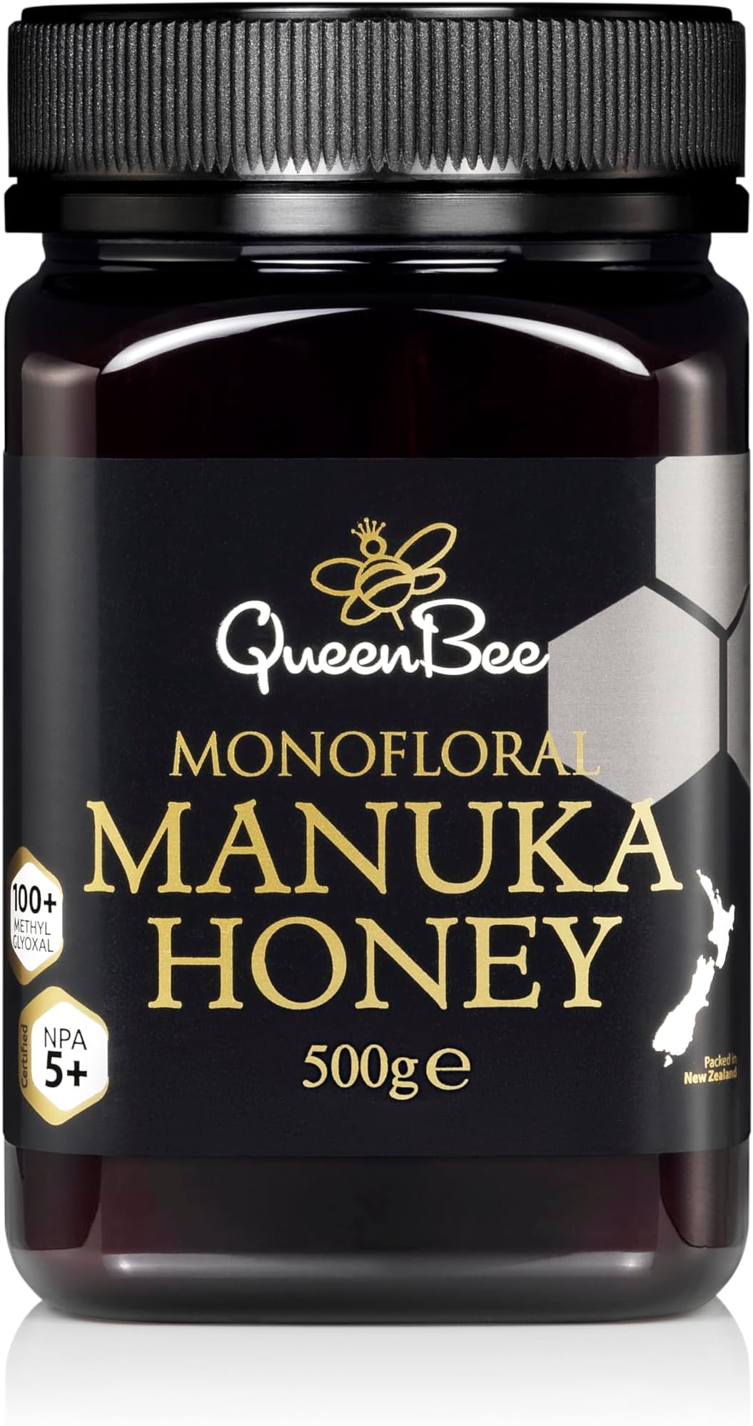 All-Natural Manuka Honey – Genuine Monofloral Manuka Honey (100+) 500g from New Zealand – Contains Minimum of 100mg/kg MGO for Healing Properties – Queen Bee Manuka