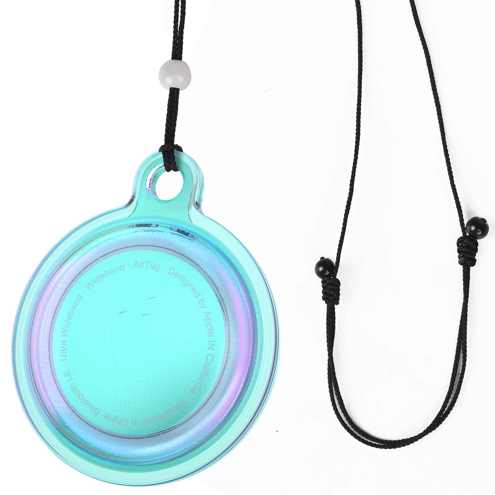 Airtag Necklace for Apple Air Tag Eye-catching Effect Adjustable Handmade Lanyard for Adults and Kids Waterproof Silicone Holder (Green)