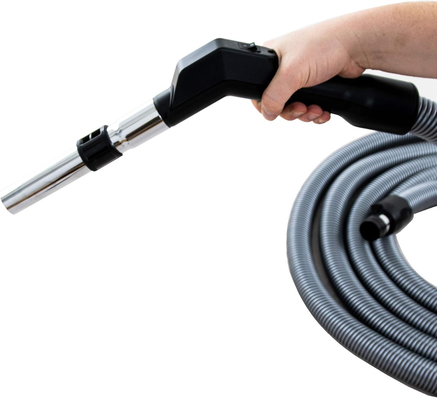 Low Voltage Hose 30ft for Central Vacuum Cleaners - with On/Off Switch Control - Handle 360° turnable -Friction fit
