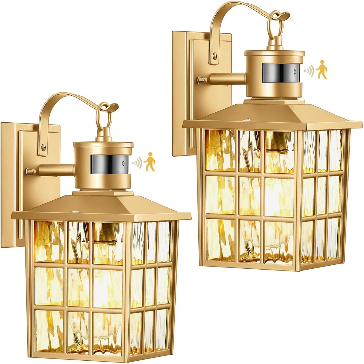 VIANIS Gold Outdoor Wall Lights, 2 Pack Motion Sensor Exterior Lights ...