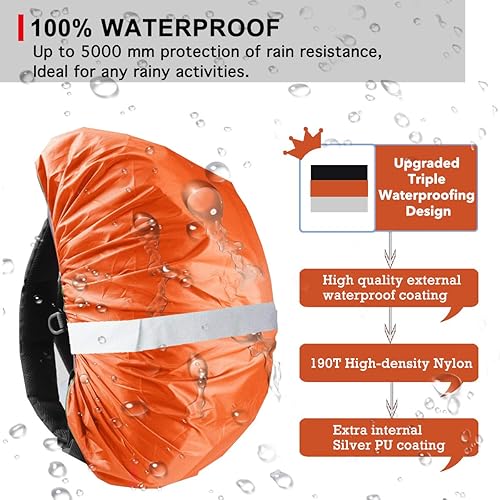 Miniatura 10 de Frelaxy Mochila de alta visibilidad con tira reflectante, 100% impermeable, funda de mochila ultraligera, bolsa de almacenamiento, correa de hebilla